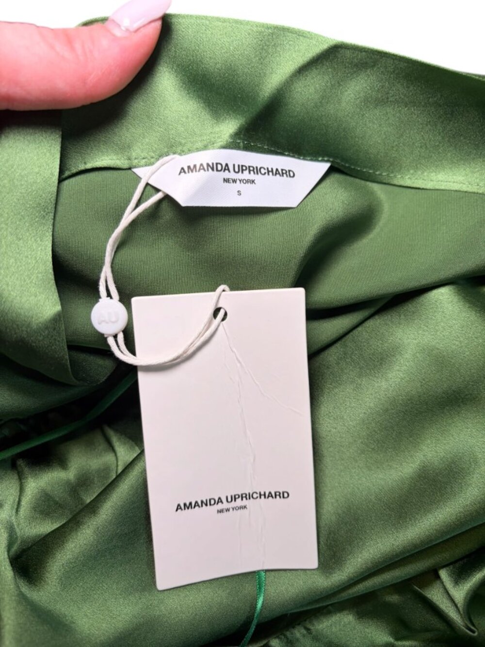 Amanda Uprichard Dupree Silk Dress Green One Shoulder NWT Small - Picture 6 of 7